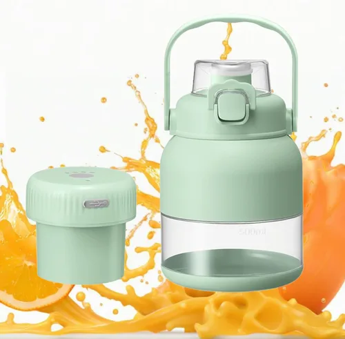 Electric Citrus Juicer 17 Oz, Portable Blender for Shakes and Smoothies, Exprimidor de Naranjas Electrico, with Straw and Two Lids, for Home Travel