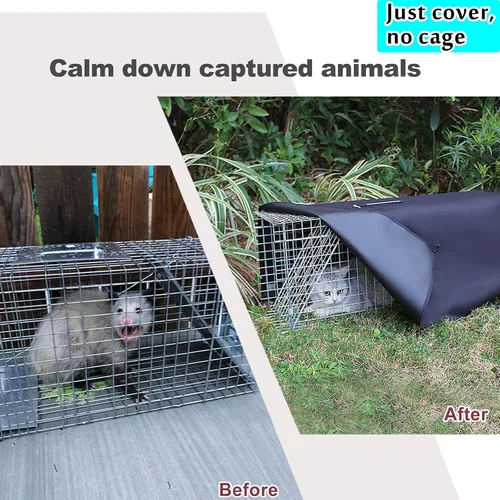 Miniatura 6 de Funda para jaula de animales vivos, trampa para gatos callejeros de 32 pulgadas, trampa plegable con puerta real para mapaches, zarigüeyas