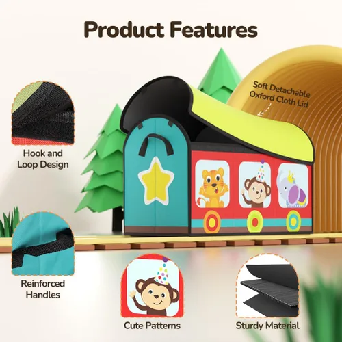 Miniatura 5 de YOHOOLYO Organizador de almacenamiento de juguetes para niños, 28.3 x 12.6 x 17.3 pulgadas, caja de juguetes grande y resistente con tapa y asas