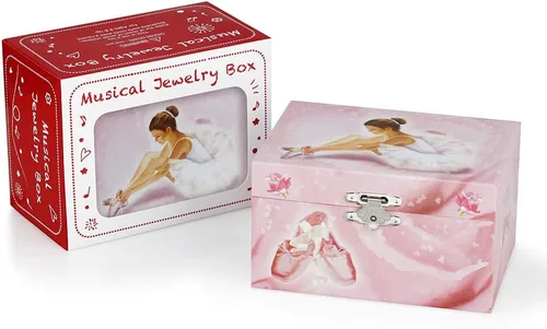 Miniatura 6 de RR ROUND RICH DESIGN Joyero musical infantil para niñas y conjunto de joyas con tema de bailarina color rosa cisne