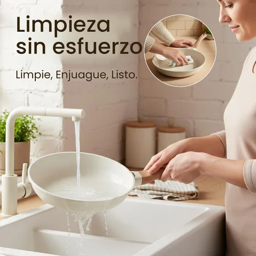 Miniatura 5 de Juego de ollas y sartenes antiadherentes, no tóxicos, 22 piezas de utensilios de cocina de cerámica, ollas y sartenes antiadherentes con tapa