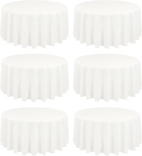 Miniatura 11 de Paquete de 10 manteles de poliéster de 60 x 102 pulgadas, manteles de poliéster beige para mesas rectangulares de 6 pies, resistentes a las manchas