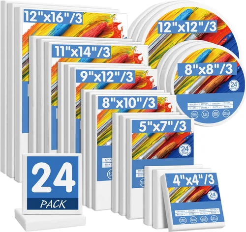Miniatura 35 de FIXSMITH Lienzo blanco estirado de 12 x 16 pulgadas, paquete a granel de 8, imprimado, 100 % algodón, perfil de 5/8 pulgadas, paquete de gran valor