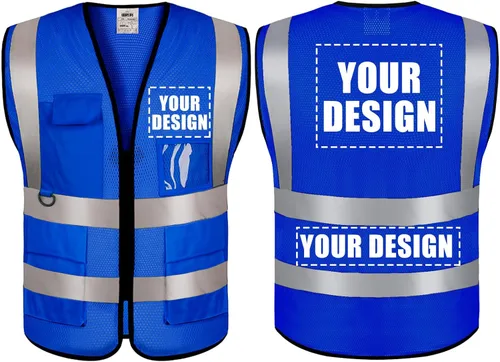 Miniatura 37 de BeautyWill Chaleco de seguridad personalizado Logo Clase 2 Chaleco reflectante de alta visibilidad con bolsillos Ropa de trabajo de construcción