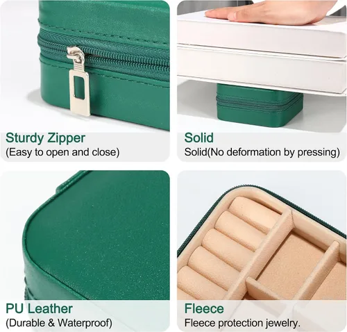 Miniatura 4 de Parima Regalos para novias joyero y organizador de estuches para mujeres, damas de honor y regalos de niña de las flores, letra J, verde
