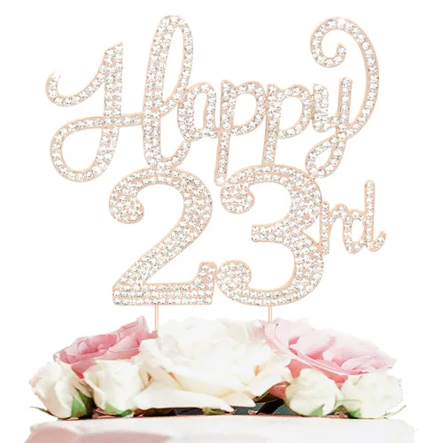 Miniatura 39 de LASKYER Decoración de feliz cumpleaños número 10, decoración de pastel de diamantes de imitación dorados de 10º cumpleaños – Letrero de metal
