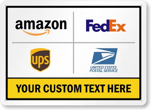 Miniatura 11 de SmartSign 7 x 10 pulgadas "Por favor, deje los paquetes en la caja - Amazon, FedEx, UPS, USPS" Letrero de instrucciones de entrega de metal
