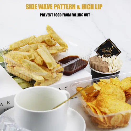 Miniatura 4 de 25 bandejas desechables para nachos, recipientes de plástico de 12 onzas con soporte para chips y salsa, 6 x 5 pulgadas, 2 compartimentos, bandejas