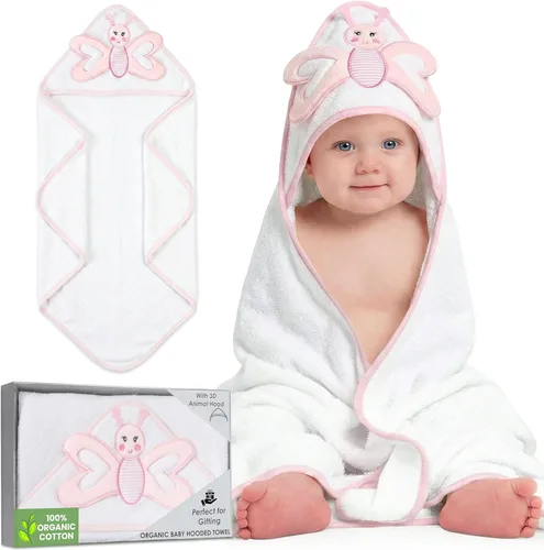 Miniatura 11 de Mother's Choice - Toallas de bebé 100% algodón orgánico con diseño de oso azul, certificado Oeko-TEX, hipoalergénicas, ultra absorbentes, toalla