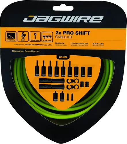 Jagwire - Kit de cambio universal 2X Pro | para carretera, MTN y grava | Compatible con engranajes SRAM y Shimano, cables de acero inoxidable pulido