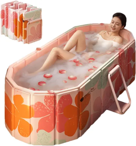 Genrenyen Bañera Portátil para Adultos de 47" Grande Plegable Sin Instalación Bañera para Cabina de Ducha, Baño Caliente SPA Remojo Bañera de Pie,