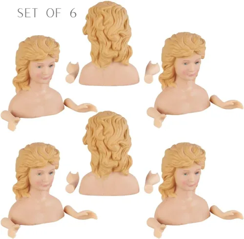 Miniatura 2 de Factory Direct Craft - Juego de 6 adornos de vinilo de pelo rubio con cabeza y brazos para muñecas, adornos de árbol de ángel, adornos de Navidad