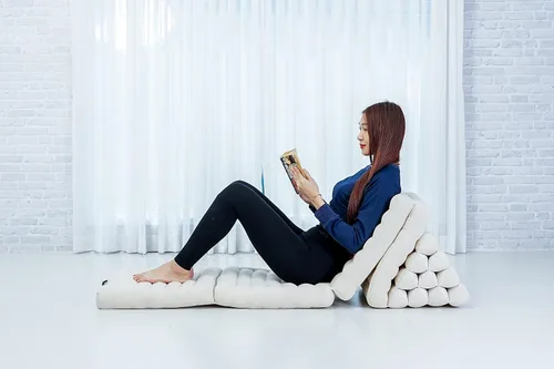 Miniatura 3 de Leewadee Cómodo colchón japonés de suelo, cama tailandesa con cojín triangular, colchón futón, tapete de masaje tailandés XL extra largo, 89 x 20