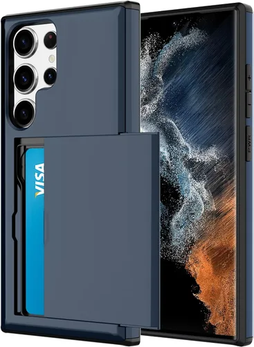 Miniatura 23 de Funda tipo cartera para Samsung Galaxy S22 Ultra con 4 ranuras para tarjetas de crédito a prueba de golpes, funda híbrida de protección reforzada