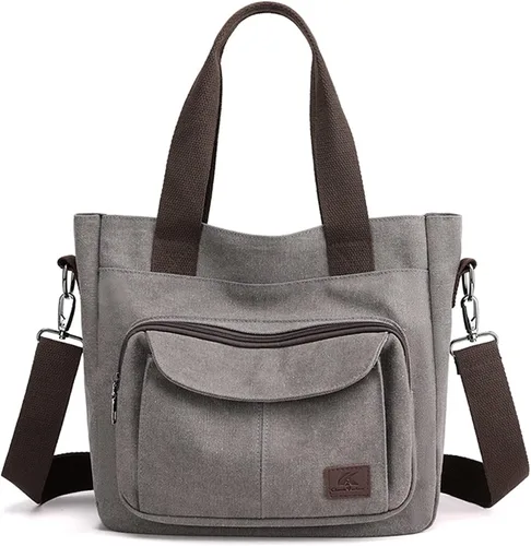 Bolso de lona para mujer bolso cruzado de hombro bolso pequeño con múltiples bolsillos y asa superior