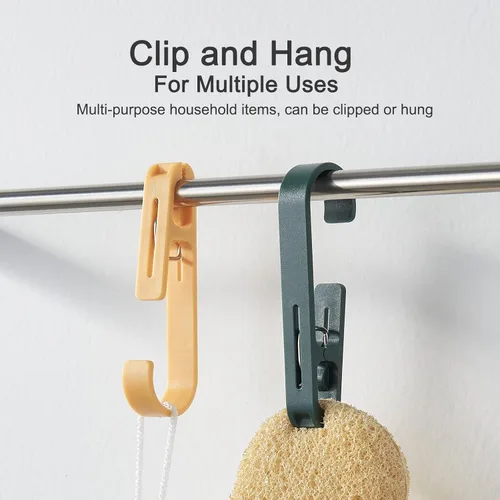 Miniatura 2 de Pinzas Grandes para Ropa Clips para Toallas, 4 Piezas Pinzas Multiusos para Ropa con Gancho, Colgador de Ropa de Plástico Resistente. Gancho en S