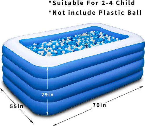 Miniatura 6 de Piscina inflable, piscina familiar inflable de 70 x 55 x 29 pulgadas, fiesta acuática de verano, adultos, al aire libre, jardín, patio trasero
