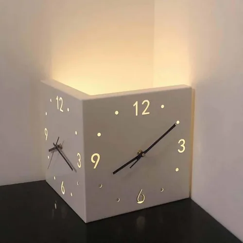 Miniatura 3 de CLOUDEMO Reloj de esquina de doble cara, reloj de pared de esquina de doble cara, reloj de pared de esquina luminoso con sensor con escala numérica