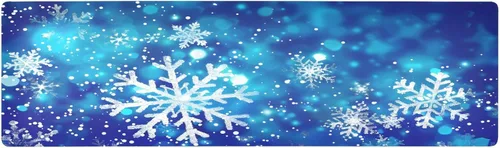 ALAZA Salvamanteles de copos de nieve con purpurina azul de Navidad, 40 pulgadas de largo, salvamanteles para ollas y sartenes calientes, protector