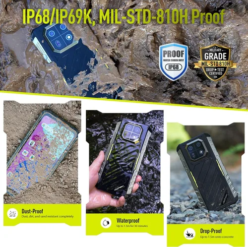 Miniatura 4 de Ulefone Armor 22 Smartphone resistente desbloqueado, 64 MP + 64 MP, Helio G96 16 GB RAM 128 GB ROM, pantalla de 6.58 pulgadas FHD+ 120Hz, batería