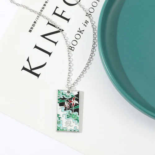 Miniatura 6 de Collar con colgante de esmalte de Tanjiro, disfraz de personaje, inspiración, cosplay, Kimetsu Hanafuda, collares, regalos de joyería para mujeres