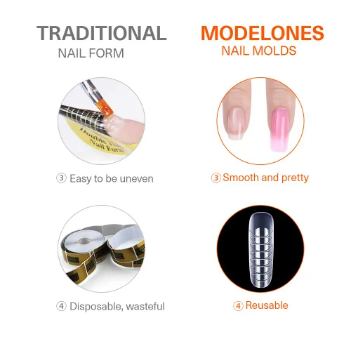 Miniatura 7 de MODELONES Gel de extensión de poli con forma de uñas duales, 120 unidades, uñas de ataúd transparentes, puntas de uñas de bailarina