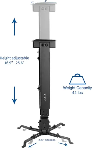 Miniatura 7 de VIVO Soporte de montaje para proyector de techo de pared ajustable universal, proyección de longitud extensible, negro, MOUNT-VP06B