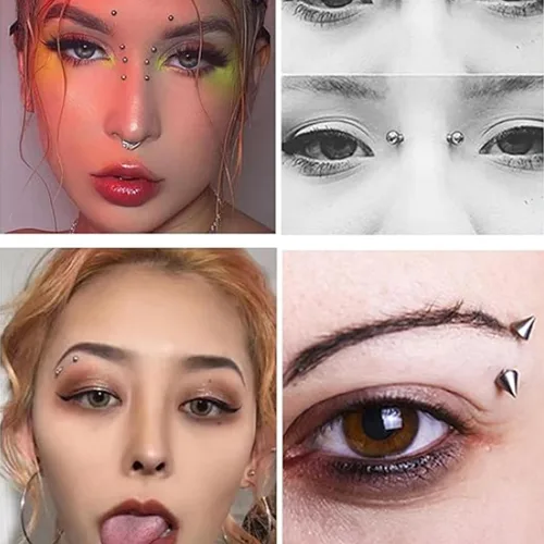 Miniatura 5 de Zolure - Anillos de imitación, anillos falsos para cejas, pernos de labret de labios falsos, bolas de reemplazo, puntas con 100 piezas de pegatinas