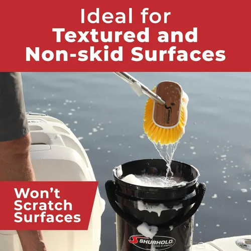 Miniatura 4 de Shurhold Classic 10” Stiff Bristle Deck Brush – Boat Cleaning Brush with Wood Block, Rubber Bumper & Polypropylene Bristles