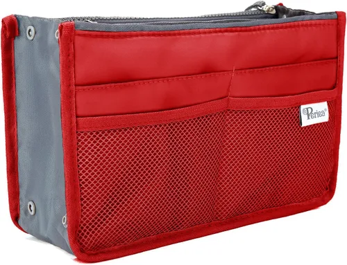 Periea - Organizador de bolso de mano con inserto - Chelsy - 28 colores disponibles - Pequeño, mediano o grande, Rojo, S
