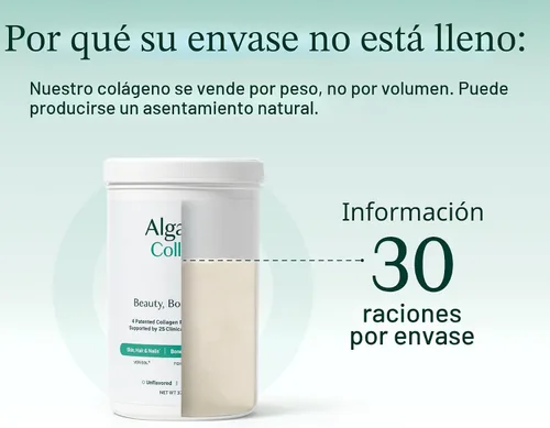 Miniatura 7 de ALGAECAL Colágeno: 4 Péptidos clínicamente respaldados VERISOL®, FORTIGEL®, UC-II®, FORTIBONE®, Polvo de colágeno hidrolizado antienvejecimiento, 30