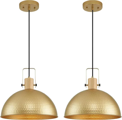 Miniatura 10 de Luces Colgantes Azules de 12 Pulgadas Martilladas Mate, Luces Colgantes para Isla de Cocina Estilo Industrial Granja, Altura Ajustable, Lámparas