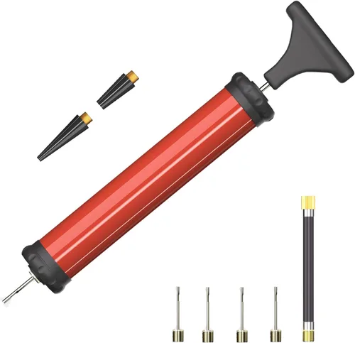 DDUO Bomba de bola portátil, kit de inflador de bomba de aire con aguja, boquilla, manguera de extensión para baloncesto, fútbol, voleibol, rugby,