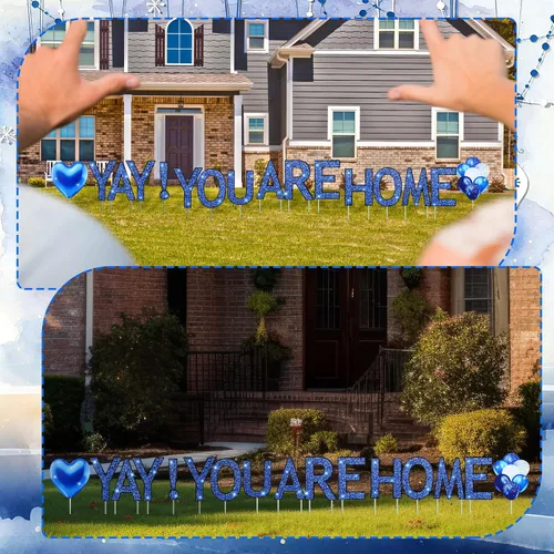 Miniatura 4 de Novabright 16 letreros de bienvenida para el patio, Yay You Are Home Decoración del hogar con estacas, luz LED de bienvenida para césped, jardín al
