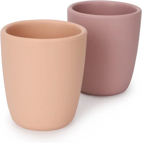 Vaso de silicona para niños pequeños, paquete de 2 vasos de entrenamiento de silicona sin BPA para bebés de 6 meses o más, 4 onzas líquidas pequeñas