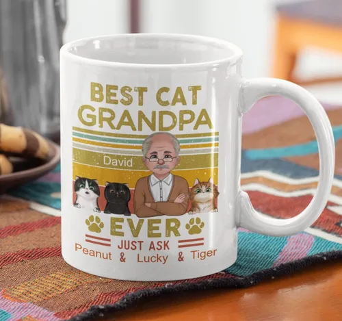 Miniatura 7 de Taza de café personalizada para los amantes de los gatos, taza personalizada con el mejor gato que papá nunca acaba de preguntar, ideas de regalos