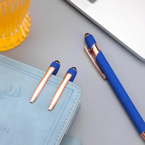 Miniatura 6 de 12 PCS Bolígrafos 2 en 1 con Punta Stylus, Bolígrafo de Metal con Tinta Negra de 1.0 mm, Stylus para Pantallas Táctiles (Oro Rosa y Azul Claro)