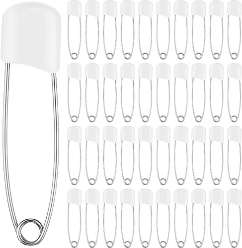Miniatura 22 de 50 unidades de pines de seguridad para pañales con cabeza de plástico de 5,6 cm, pines de pañal con cierres de bloqueo, acero inoxidable con bolsa