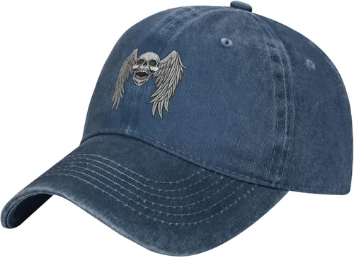Sombrero de vaquero de moda para hombre y mujer, ajustable para cuatro estaciones, gorra de béisbol del infierno con ángel, azul marino, Azul marino