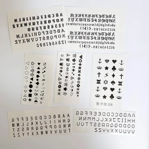 Miniatura 6 de 30 hojas de calcomanías temporales para tatuajes del alfabeto, tatuajes de dedos, letras negras en inglés, nombre de bricolaje, tatuajes de corona