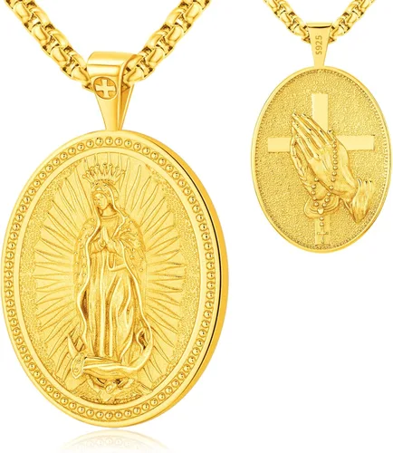 Miniatura 282 de Eusense Saint Necklace Sterling Silver 925 Protection Jewelry for Men Women Patron St Medals Amulet Pendant
