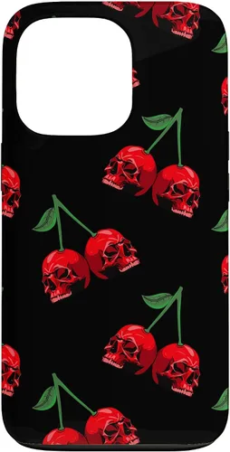 Miniatura 10 de Cute Cherry Skull Pattern Red Scary Skulls Black Background Case for iPhone 17