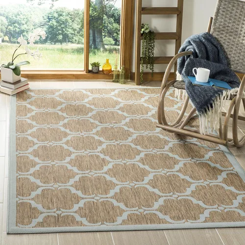 Miniatura 60 de SAFAVIEH Alfombra lavable al aire libre Courtyard Collection - 9 x 12 pies, beige y terracota, no desprende pelusa y fácil limpieza, ideal