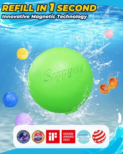 Miniatura 2 de Globos de agua reutilizables: paquete de 16 bolas de agua recargables, autosellantes, de llenado rápido, juguetes de agua de silicona sin látex