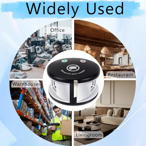 Miniatura 8 de Repelente ultrasónico de ratón de 360°, repelente de roedores para interiores, repelente de ardillas con ultrasonidos de alto impacto y ondas