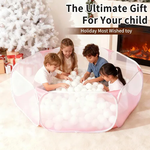 Miniatura 4 de Piscina de bolas para niños grande Heopeis, tienda emergente infantil para jugar con bolas para niños y niñas, de interior y exterior, corral de Rosa