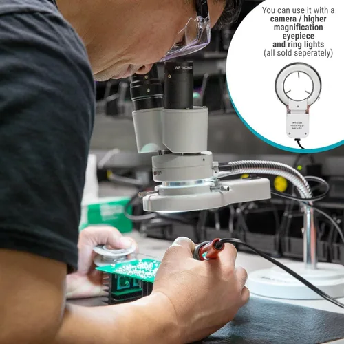 Miniatura 3 de AmScope - Microscopio estéreo binocular de aumento 8X con giro 360 - Dental, laboratorio, reparación electrónica, soldadura, tienda iluminador