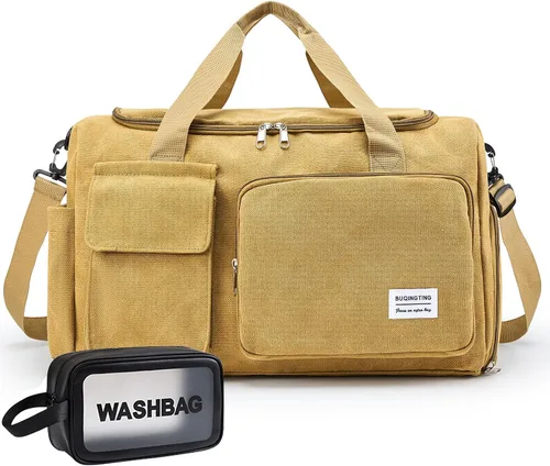 Miniatura 37 de Bolsa de Gimnasio Pequeña para Mujer, Bolsa de Lona de Viaje, Bolsa de Fin de Semana con Compartimento para Zapatos
