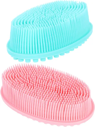 KOMBIUDA 2 cepillos de baño de silicona suave exfoliante para el cuero cabelludo para niños y niñas y adultos, diseño suave de doble cara para un