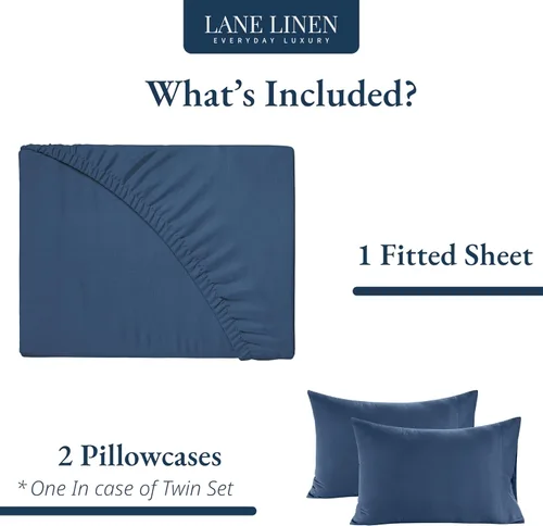 Miniatura 2 de LANE LINEN Juego de sábanas ajustadas de tamaño matrimonial, 100% algodón orgánico, juego de 3 piezas (1 sábana ajustada, 2 fundas de almohada), 10